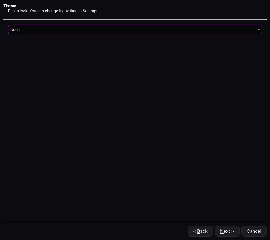 Setup wizard: Theme